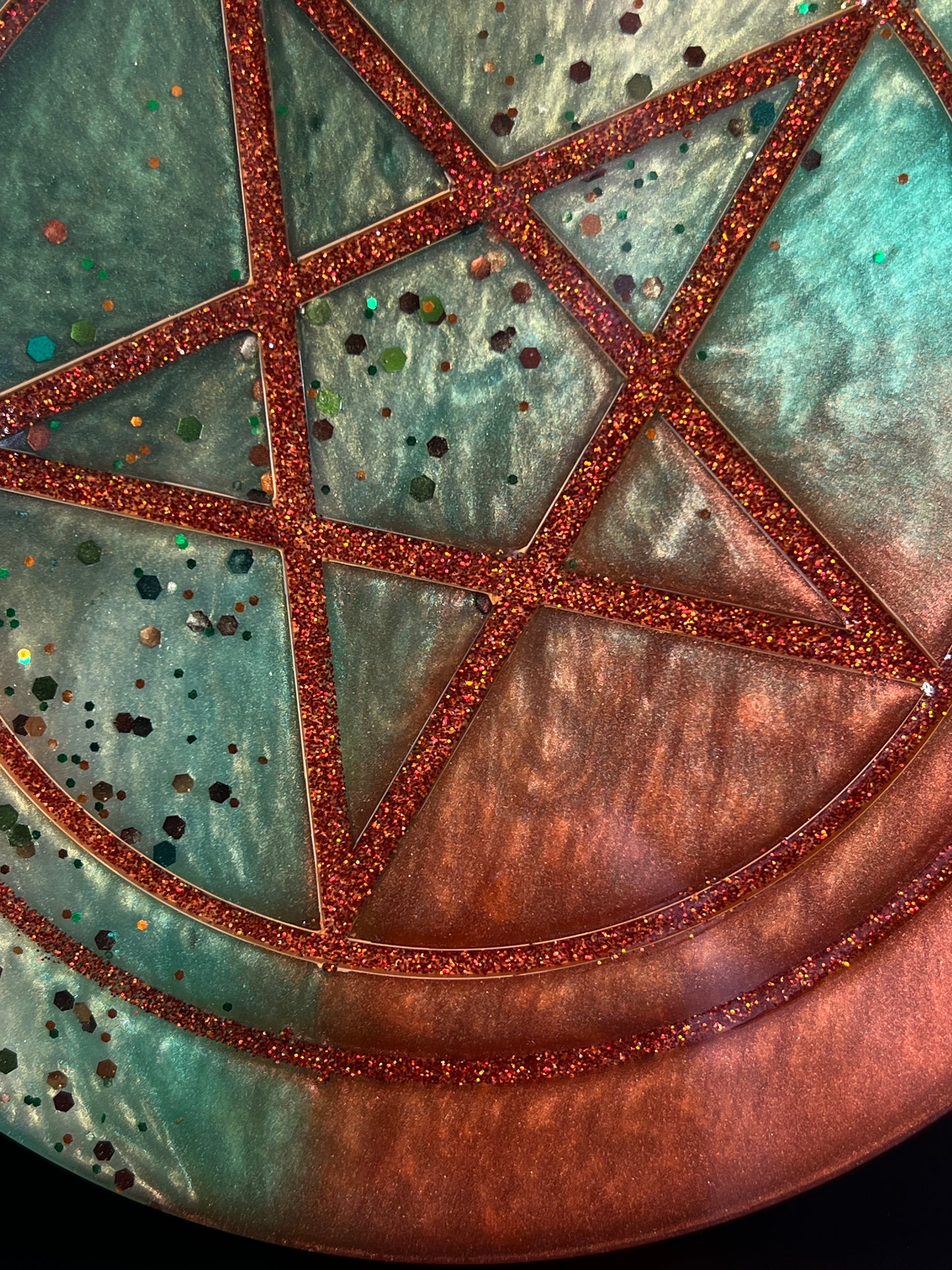 🍂 Enchanted Grove Ritual Altar Candle Tray | Autumn Earth Pentacle