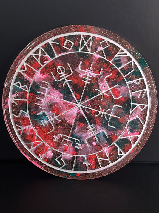 🌑Blood Moon Runic Compass Wheel ✨ | Elder Futhark Ritual Altar Tool