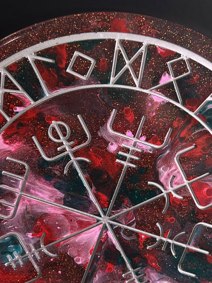 🌑Blood Moon Runic Compass Wheel ✨ | Elder Futhark Ritual Altar Tool