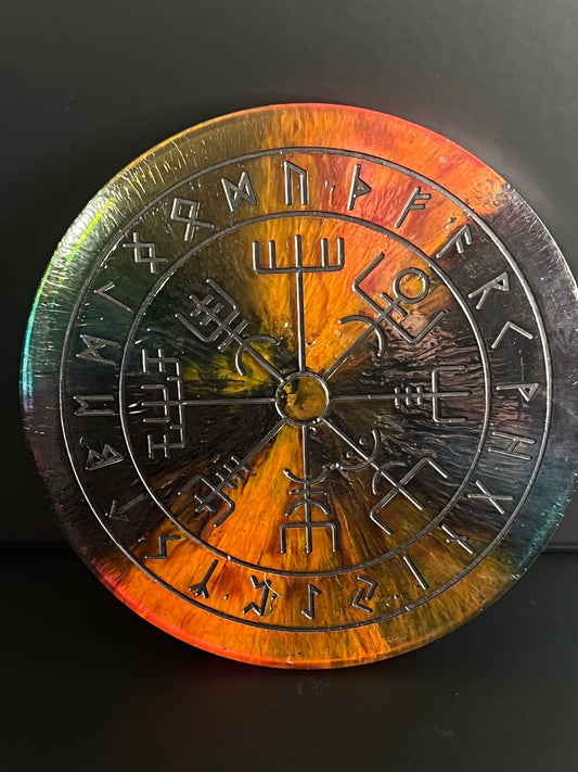 🌈 Rainbow Runic Compass Wheel ✨| Nordic Magic Altar Decor