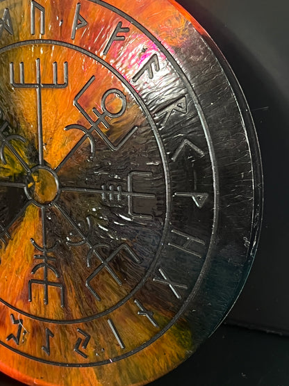 🌈 Rainbow Runic Compass Wheel ✨| Nordic Magic Altar Decor