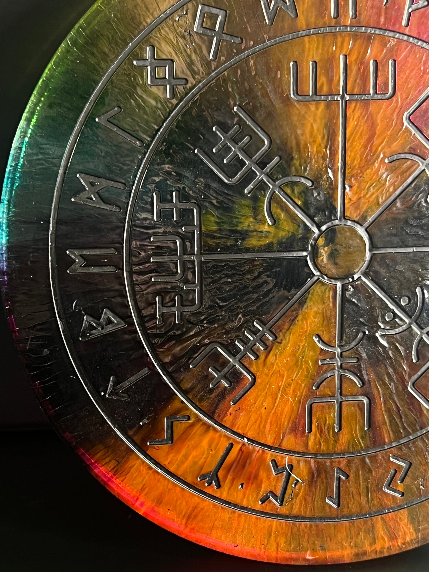 🌈 Rainbow Runic Compass Wheel ✨| Nordic Magic Altar Decor