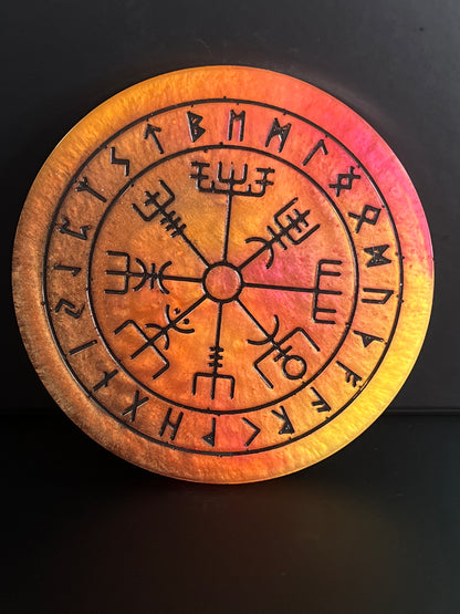 🌞 Solar Ember Runic Compass Wheel ✨ | Elder Futhark Ritual Altar Tool
