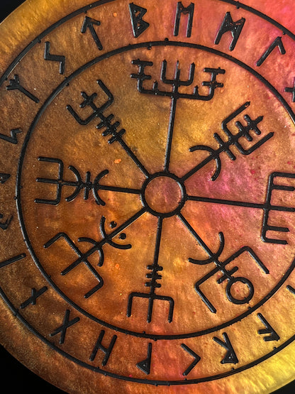 🌞 Solar Ember Runic Compass Wheel ✨ | Elder Futhark Ritual Altar Tool