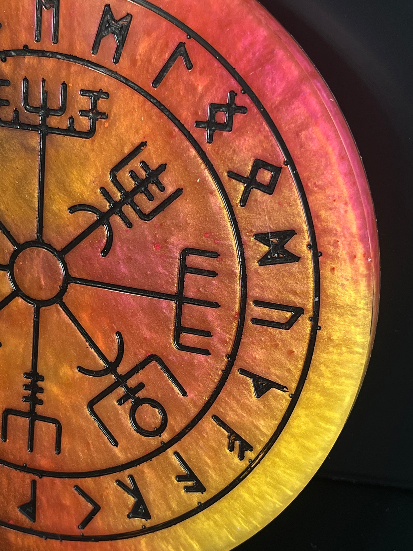 🌞 Solar Ember Runic Compass Wheel ✨ | Elder Futhark Ritual Altar Tool