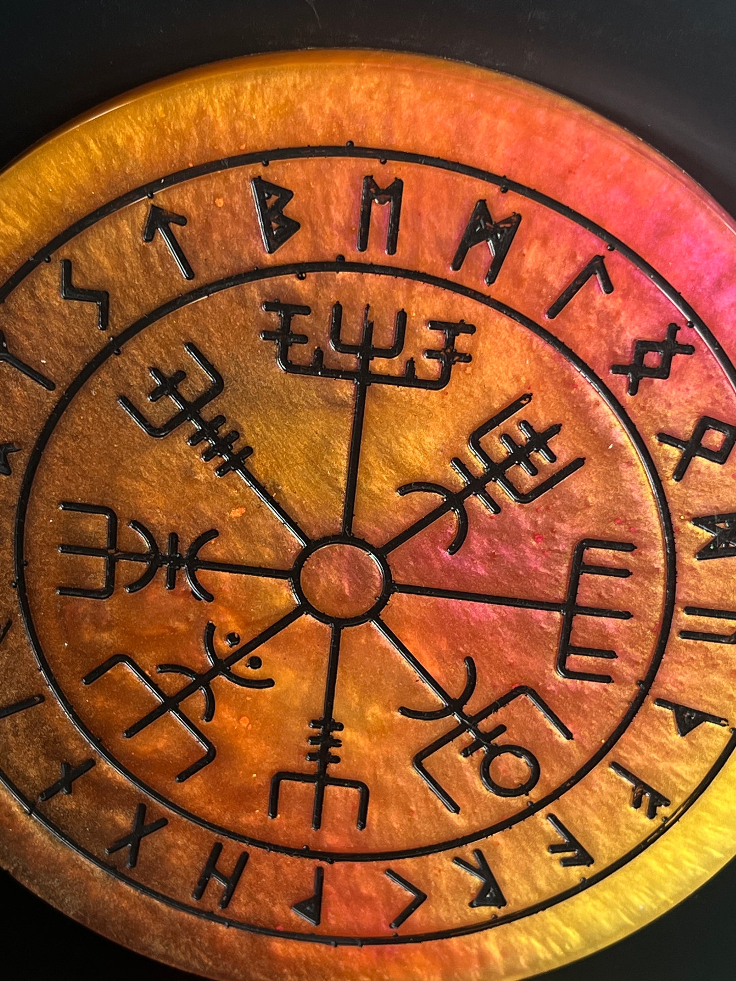 🌞 Solar Ember Runic Compass Wheel ✨ | Elder Futhark Ritual Altar Tool