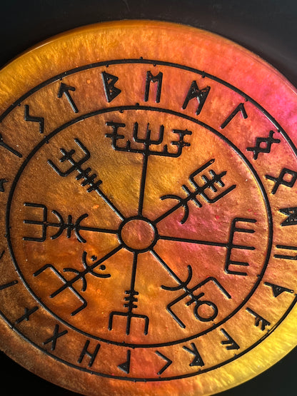 🌞 Solar Ember Runic Compass Wheel ✨ | Elder Futhark Ritual Altar Tool