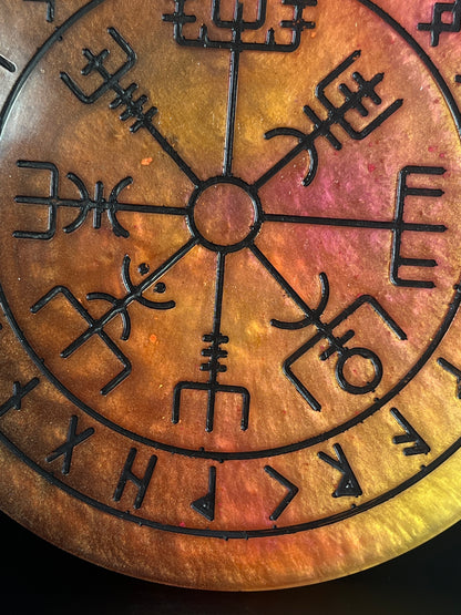 🌞 Solar Ember Runic Compass Wheel ✨ | Elder Futhark Ritual Altar Tool