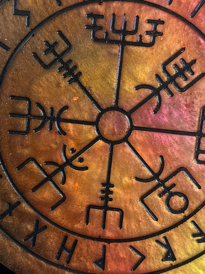 🌞 Solar Ember Runic Compass Wheel ✨ | Elder Futhark Ritual Altar Tool