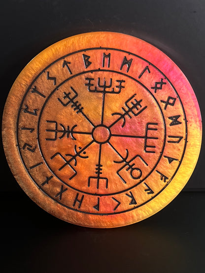 🌞 Solar Ember Runic Compass Wheel ✨ | Elder Futhark Ritual Altar Tool