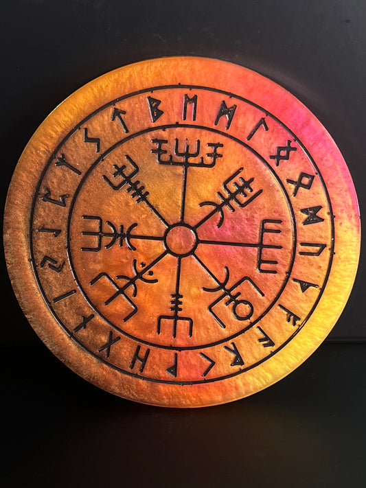 🌞 Solar Ember Runic Compass Wheel ✨ | Elder Futhark Ritual Altar Tool