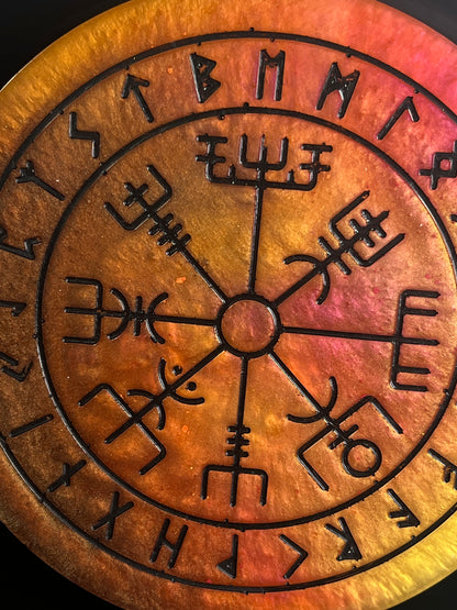 🌞 Solar Ember Runic Compass Wheel ✨ | Elder Futhark Ritual Altar Tool
