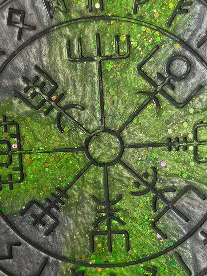 🌿 Enchanted Grove Runic Compass Wheel ✨| Elder Futhark Ritual Altar Tool