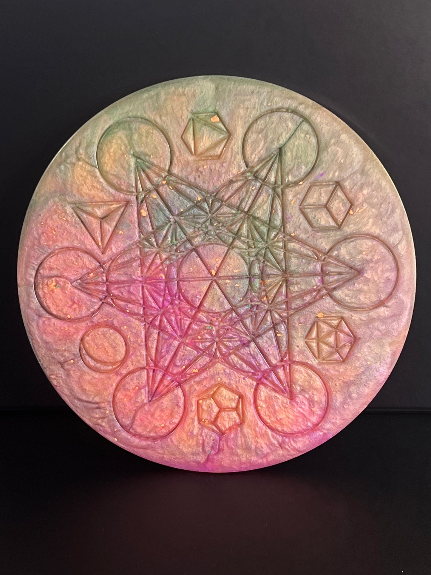 ✨ Aurora Veil Sacred Geometry Tray | Ethereal Altar Grid Disc