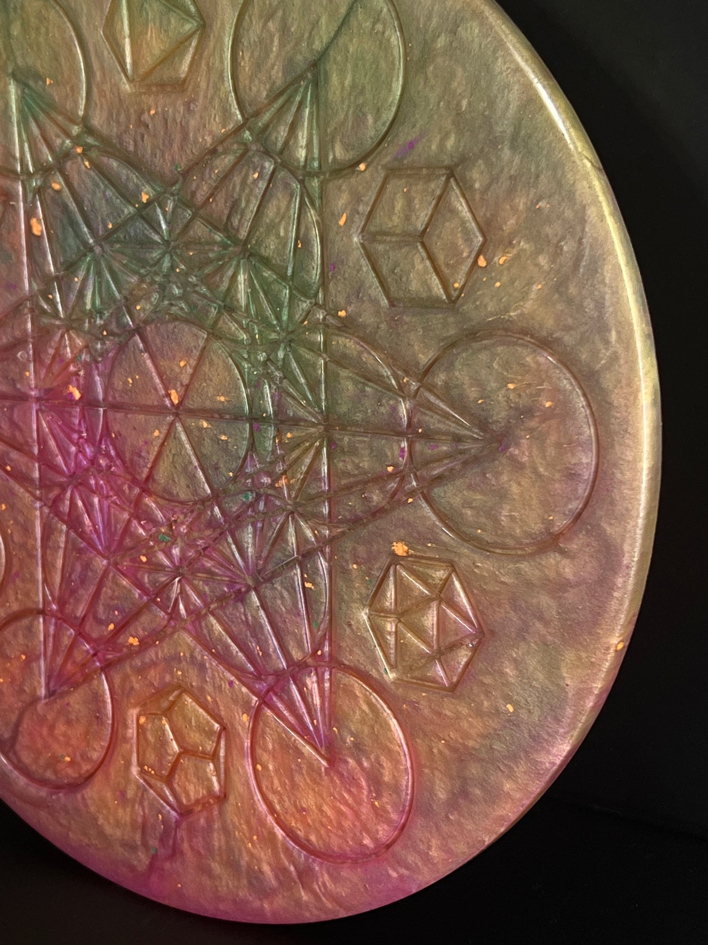 ✨ Aurora Veil Sacred Geometry Tray | Ethereal Altar Grid Disc