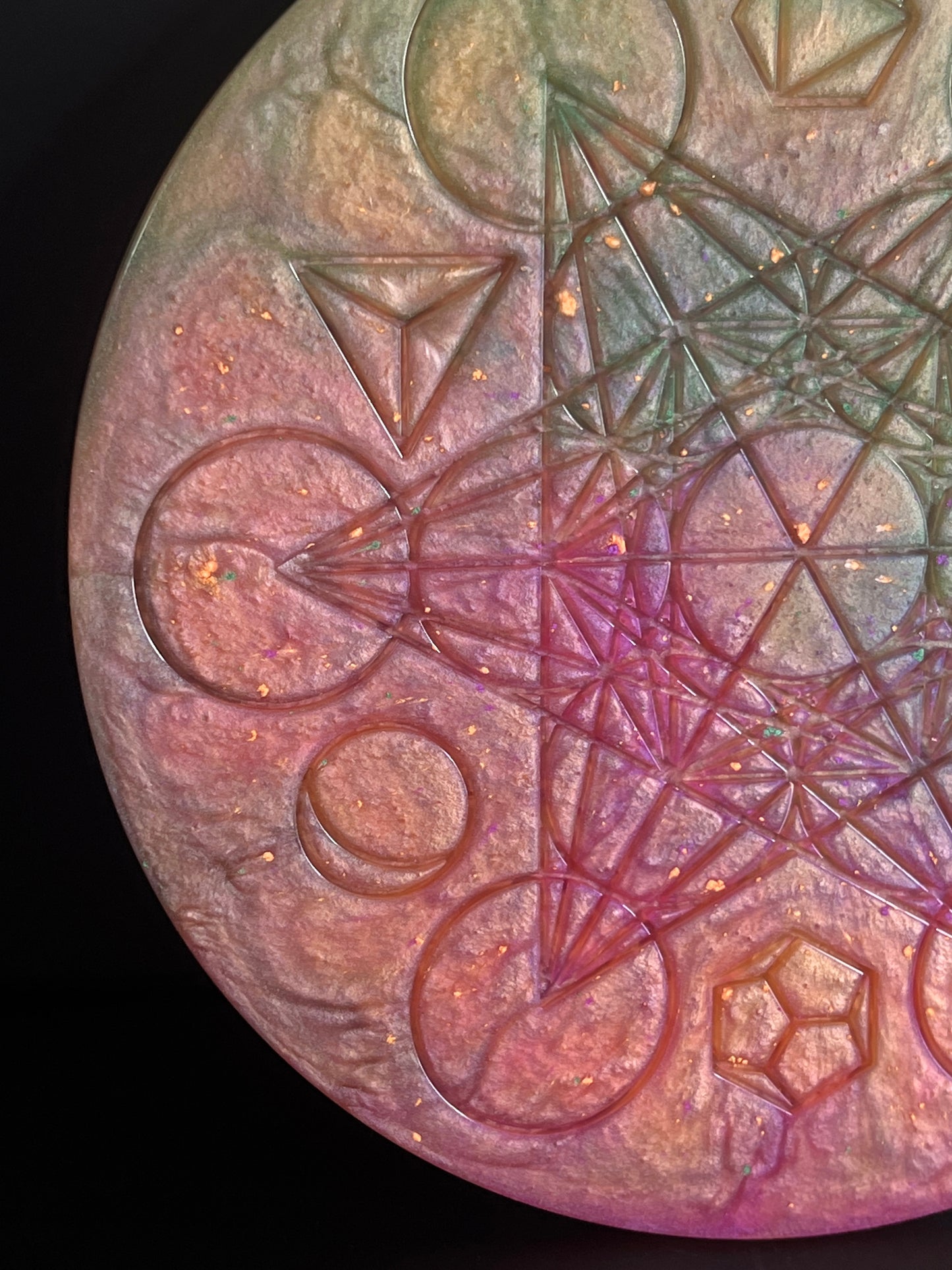 ✨ Aurora Veil Sacred Geometry Tray | Ethereal Altar Grid Disc