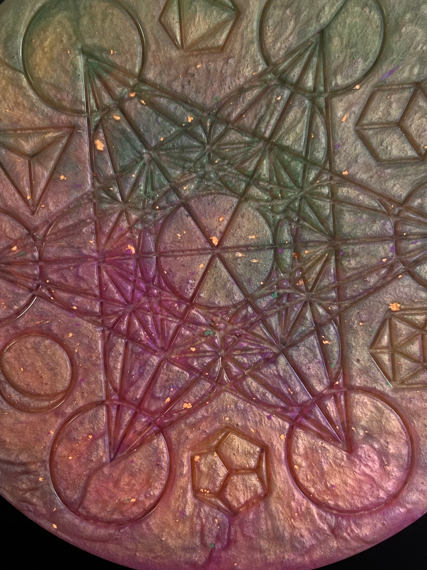 ✨ Aurora Veil Sacred Geometry Tray | Ethereal Altar Grid Disc