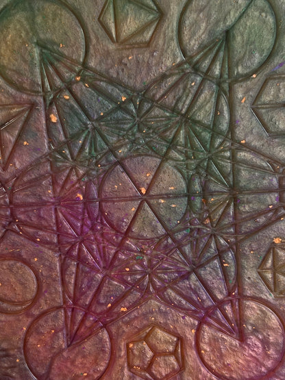 ✨ Aurora Veil Sacred Geometry Tray | Ethereal Altar Grid Disc