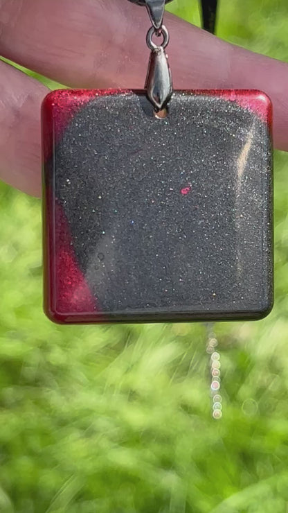 Shadow & Ember — Black & Red Resin Pendant