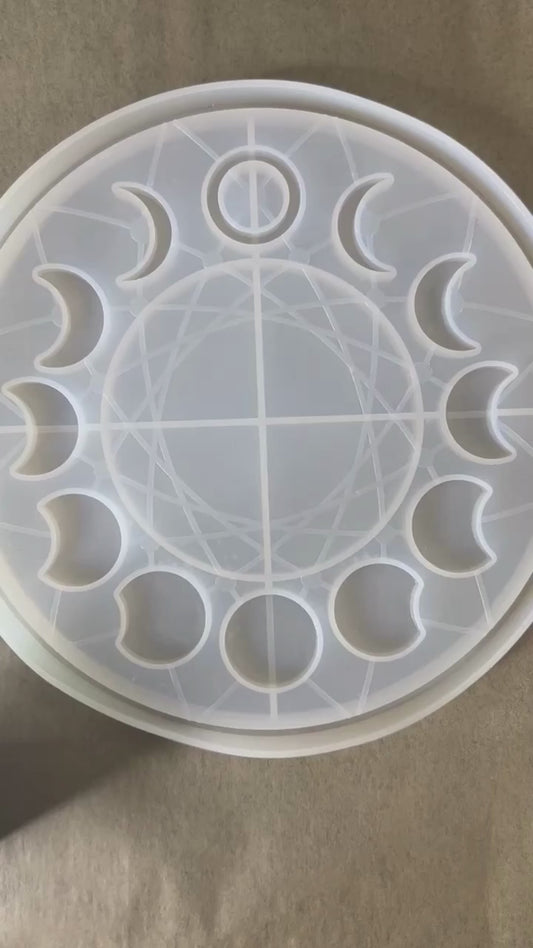 ✨ Starlit Shadow 3-D Moon Phase Tray — Cosmic Galaxy Altar Wheel ✨