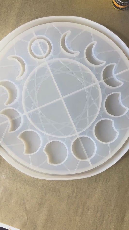 ✨ Solar Glow Moon Phase Altar Tray — Golden Radiance Ritual Wheel ✨