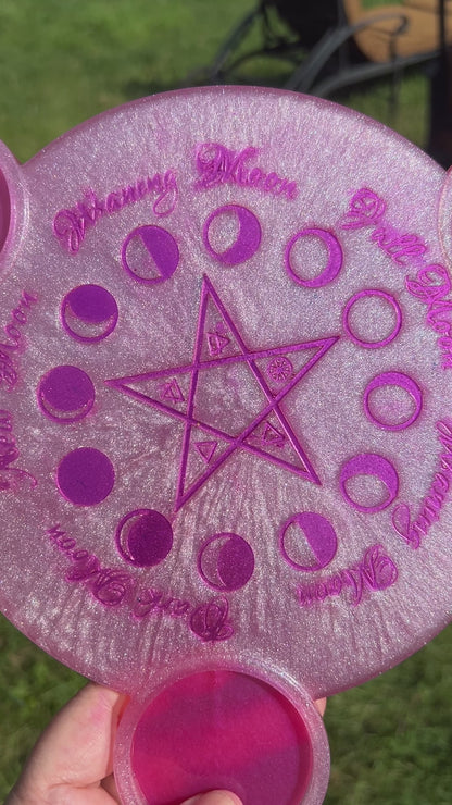 Pink Lunar Phases Candle Tray