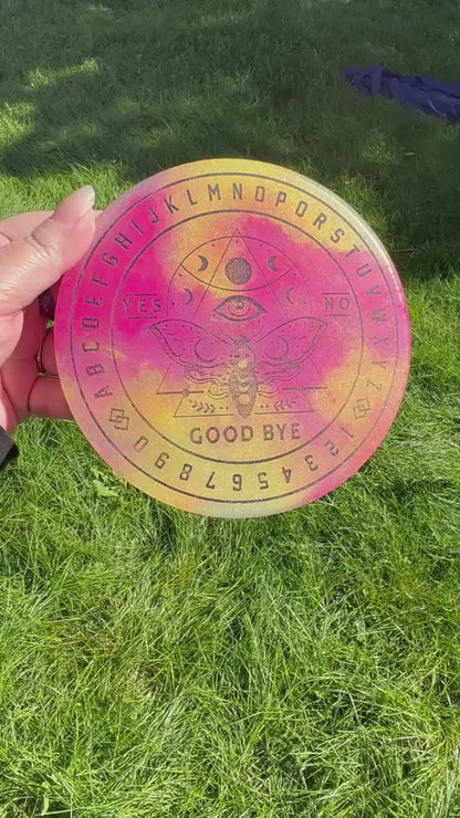 🌙 Aurora Drift Moth Talking Board | Sunset Intuition Divination Disc (6”)