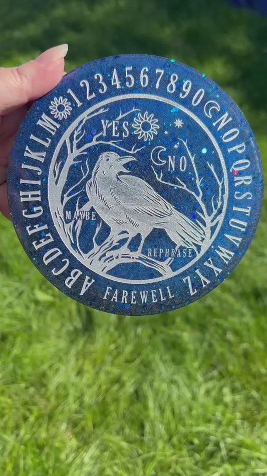 🌌 Midnight Oracle Raven Talking Board | Star-Forged Divination Disc (6”)