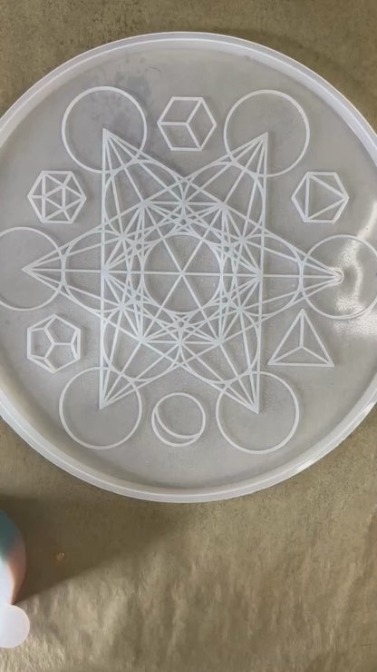 ✨ Aurora Veil Sacred Geometry Tray | Ethereal Altar Grid Disc