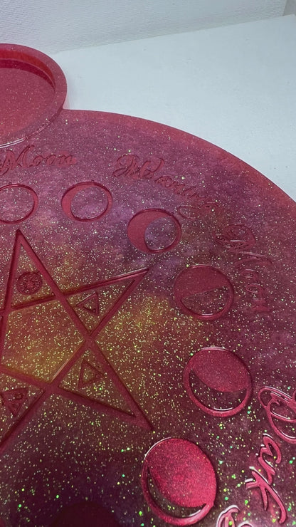 🔥 Sunfire Dawn Moon-Phase Ritual Altar Candle Tray | Solar Flare Pentacle