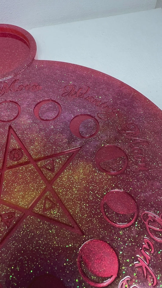 🔥 Sunfire Dawn Moon-Phase Ritual Altar Candle Tray | Solar Flare Pentacle