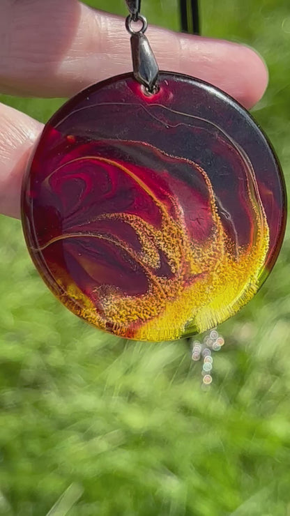Phoenix Heart — Fire Resin Pendant