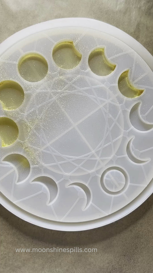 ✨ Royal Sky Moon Phase Altar Tray — Golden Starlight Ritual Wheel ✨