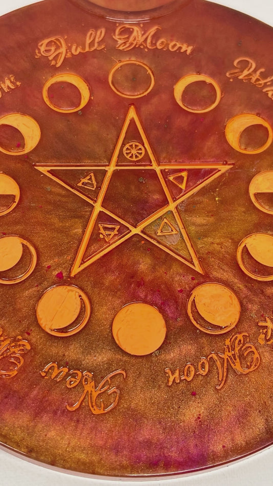 🔥 EmberGlow Moon-Phase Ritual Altar Candle Tray | Copper & Flame Aura Pentacle