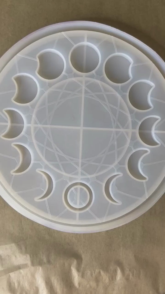 ✨ Ocean Mist Moon Phase Altar Tray — Tranquil Tides Ritual Wheel ✨