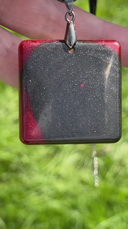 Shadow & Ember — Black & Red Resin Pendant