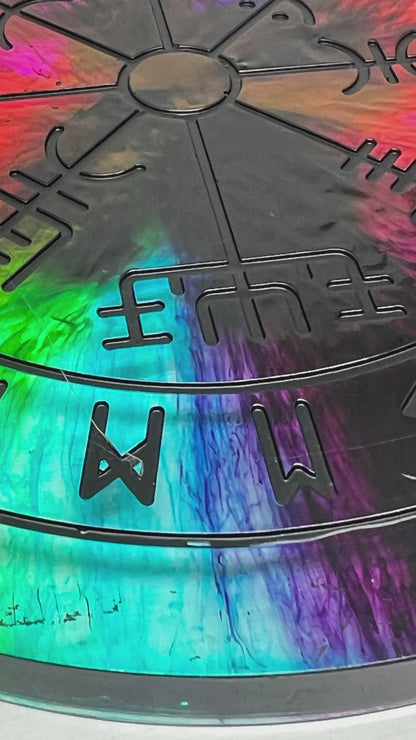 🌈 Rainbow Runic Compass Wheel ✨| Nordic Magic Altar Decor