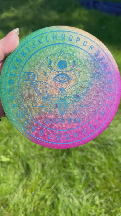 🌙 Glowbound Moth Talking Board | Lunar Intuition Divination Disc (6”)