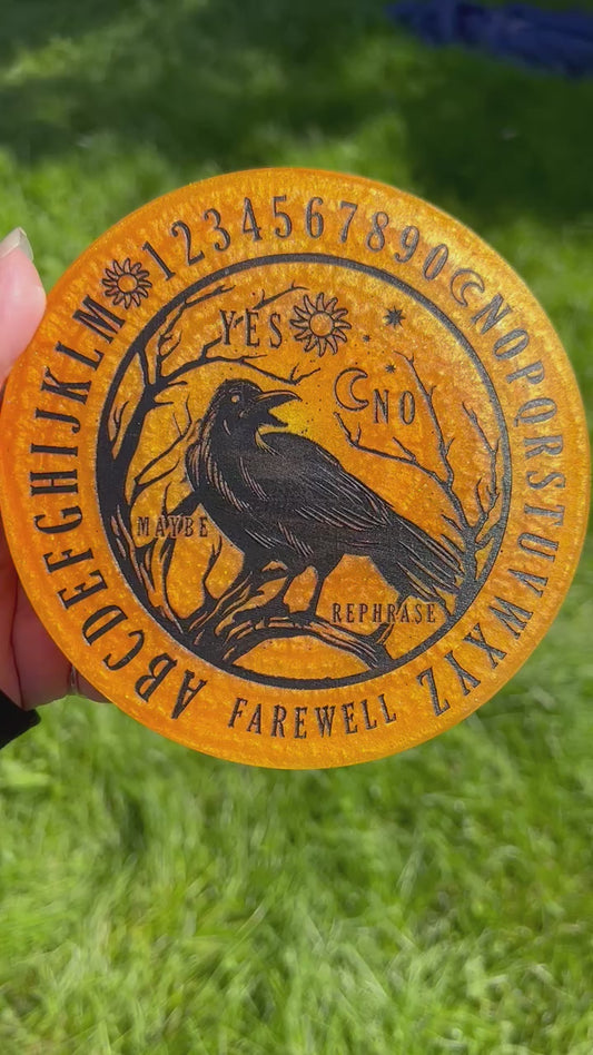 🌞 Solar Omen Raven Talking Board | Golden Path Divination Disc (6”)